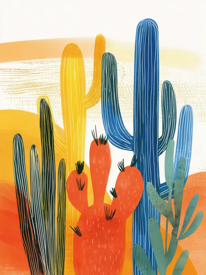 Giardino di cactus colorati | Desert Pop Art pellicola backlit da Autofocus