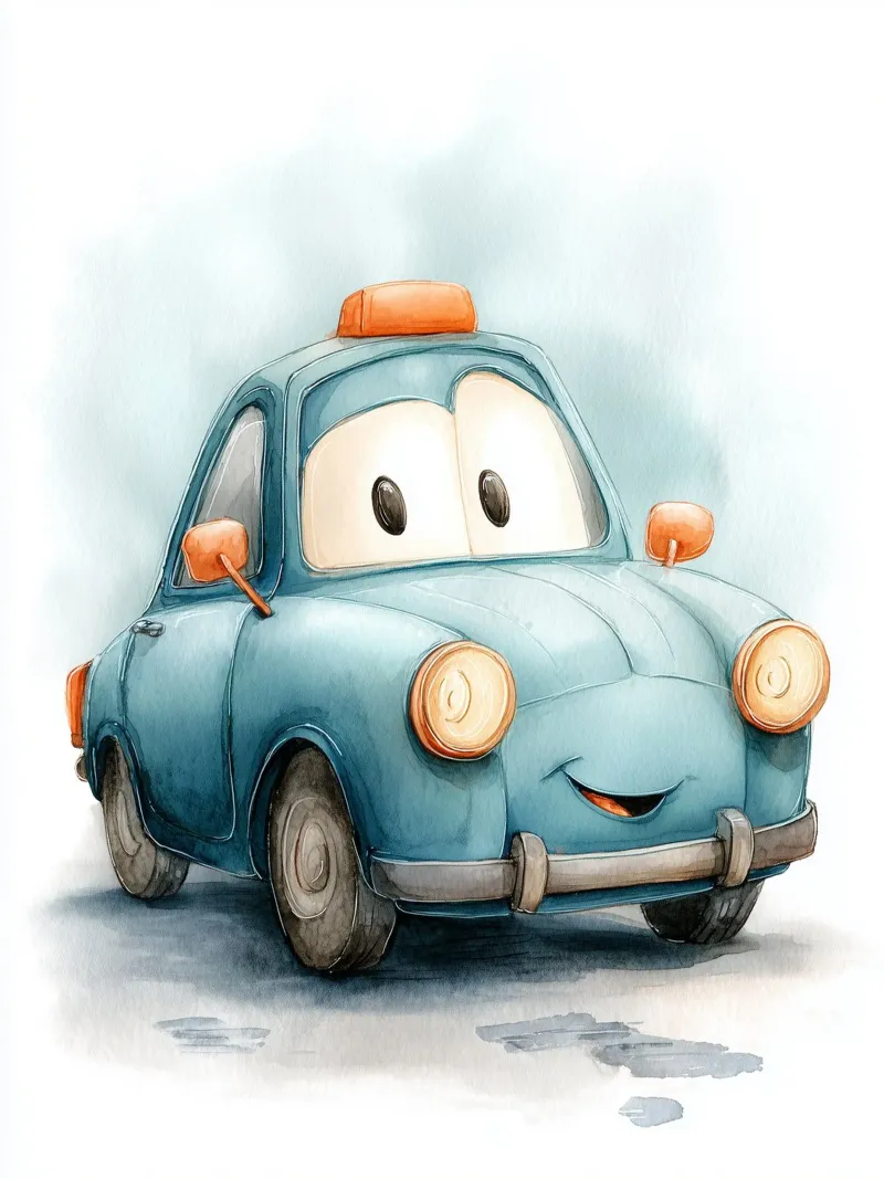 Poster per la cameretta dei bambini con auto blu sorridente plexiglass da Kid’s Dream