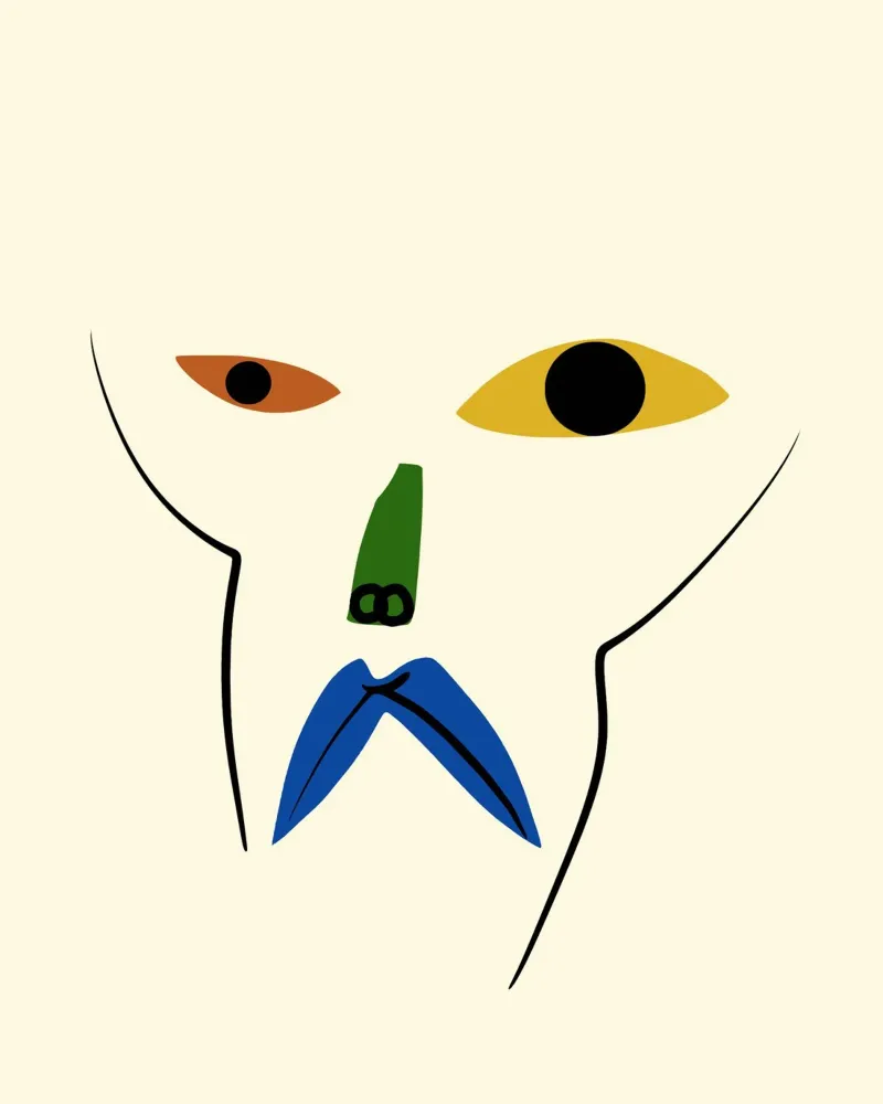 Minimal portrait of line and color 03 canvas by Little Dean