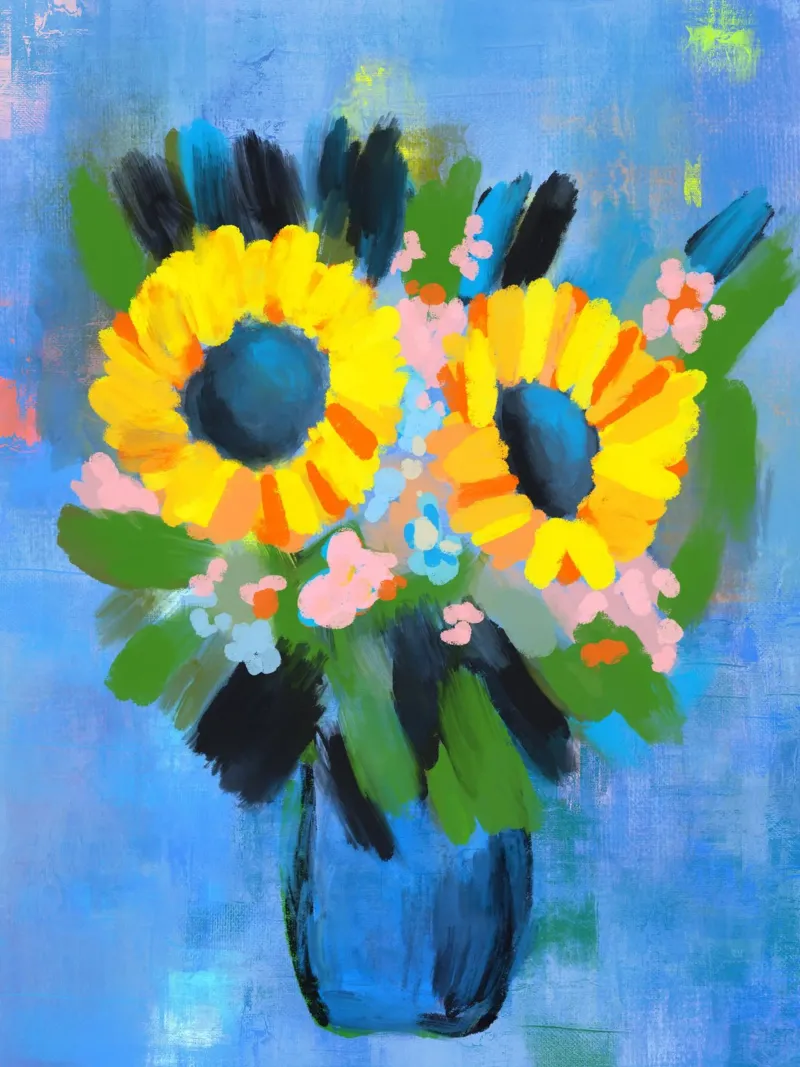 Sonnenblumen in Vase pellicola backlit da Petra Lang