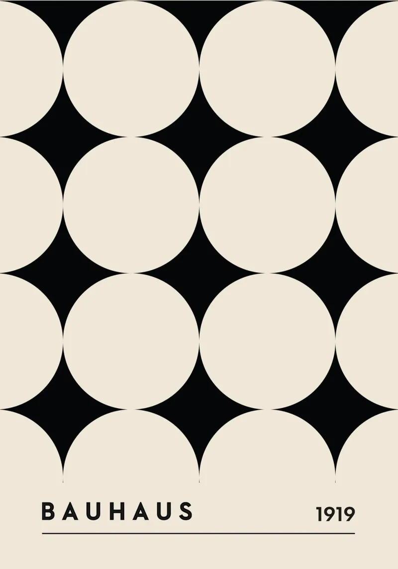 Bauhaus Circle Pattern, Minimalist Geometric Art Print hahnemühle by Bakara