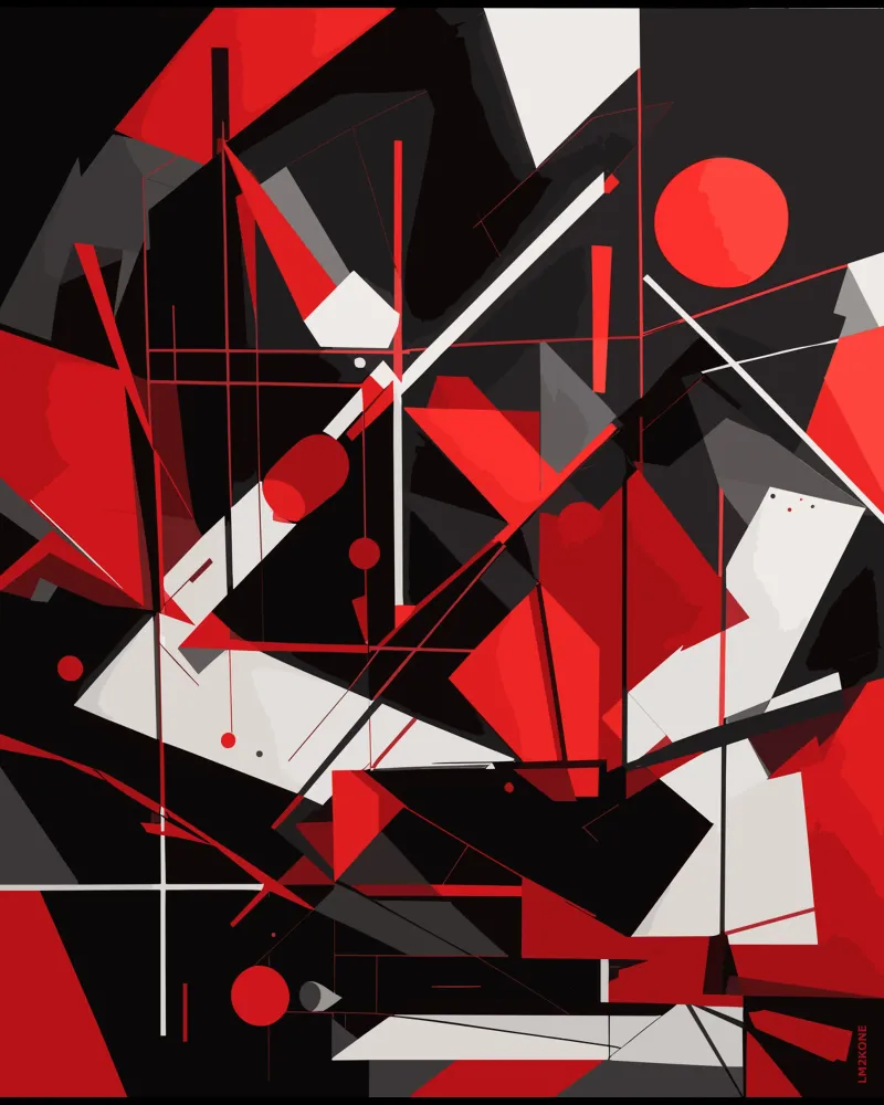 Abstract Rood, Zwart en Wit Modern canvas van LM2KONE