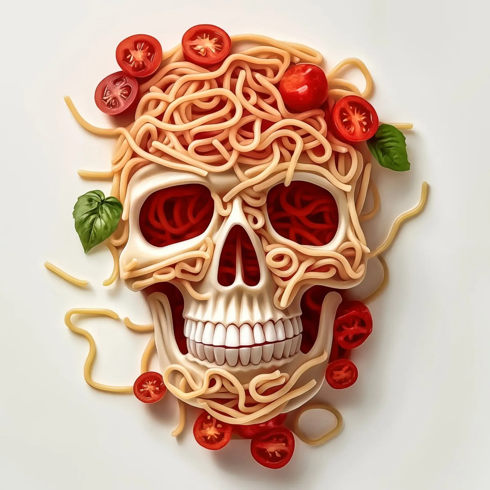 Teschio da cucina Spaghetti Forever poster con telaio in alluminio da Autofocus