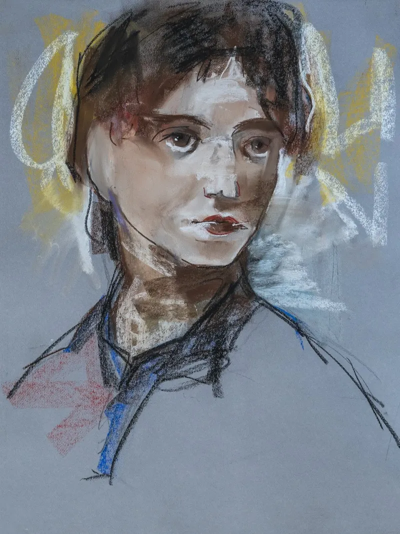 Expressive Girl Portrait poster con telaio in plastica da Stoian Hitrov