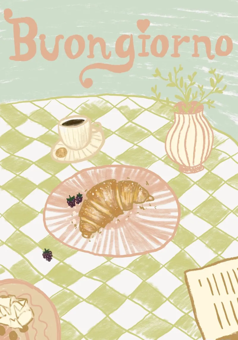 Buongiorno Poster mit Kunststoffrahmen von Studio Dolci