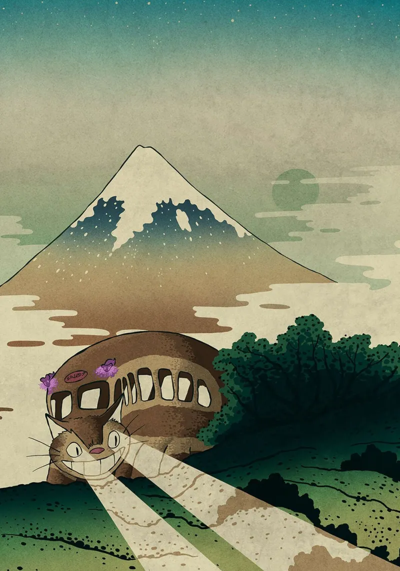 Catbus e il Monte Fuji pellicola backlit da Junior Harrington