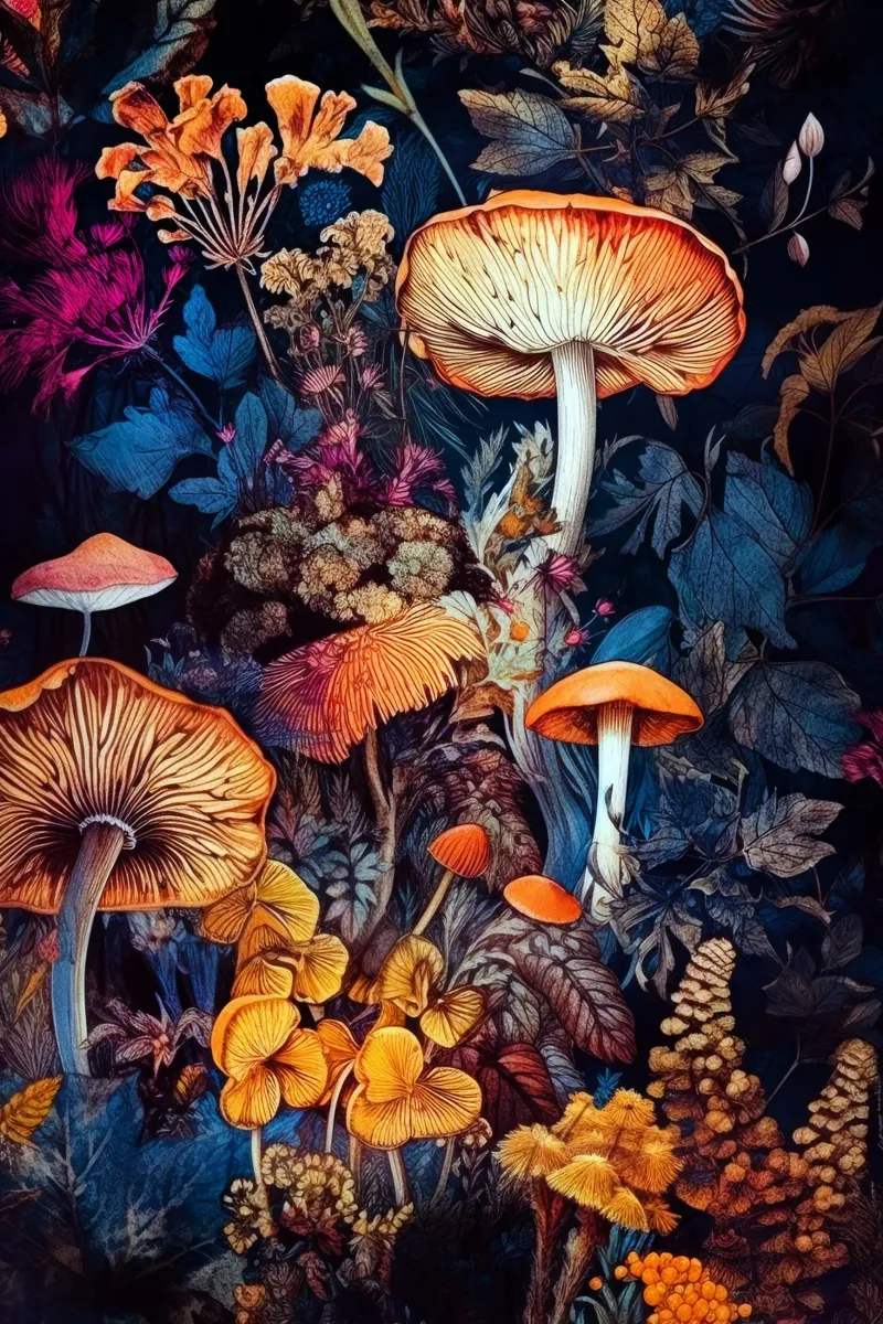 Funghi e vita nella foresta A pellicola backlit da Justyna Jaszke JBJart