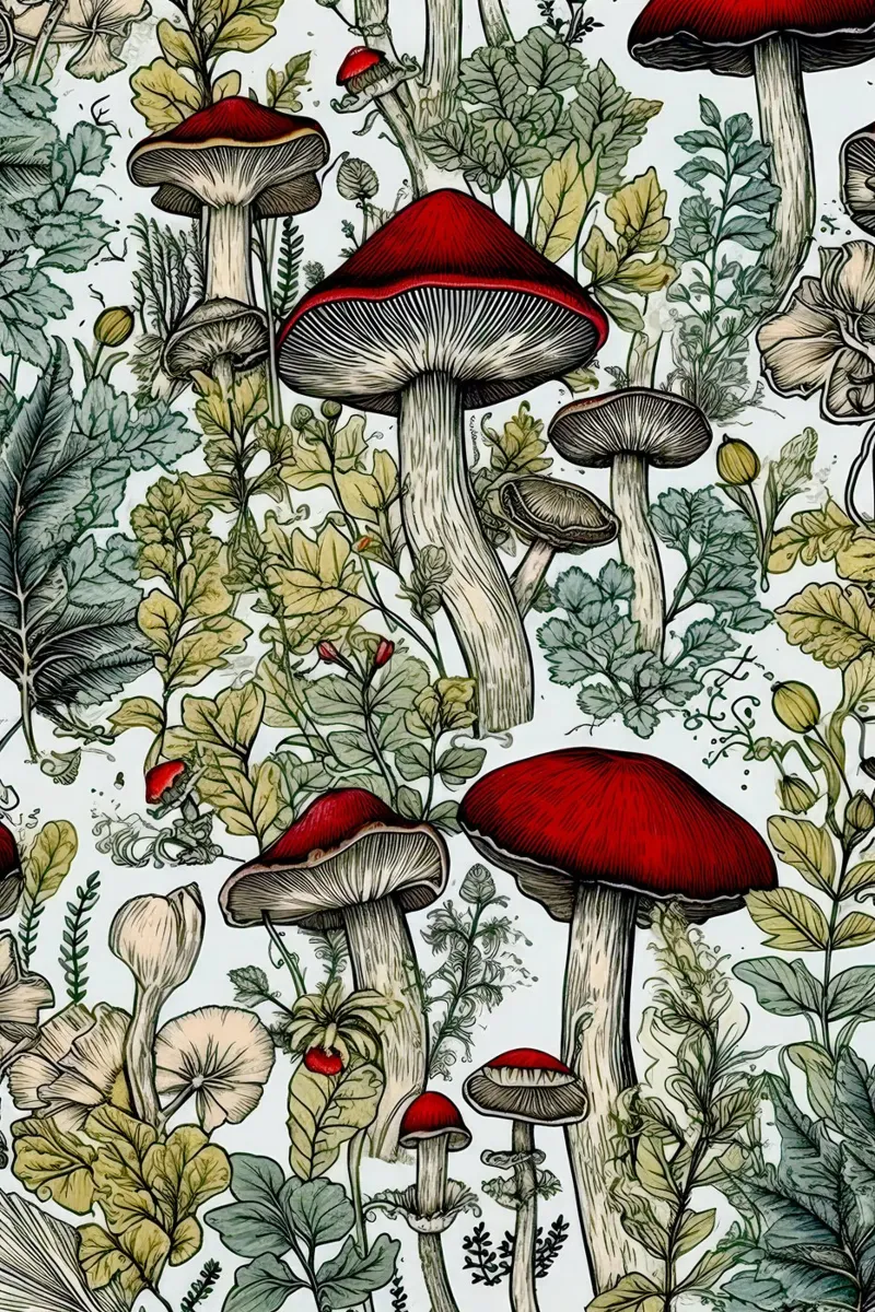 Funghi e vita forestale B carta hahnemühle da Justyna Jaszke JBJart