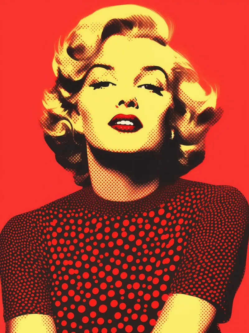 Marilyn Monroe en rojo y amarillo | Nostalgic halftone print metacrilato de Autofocus
