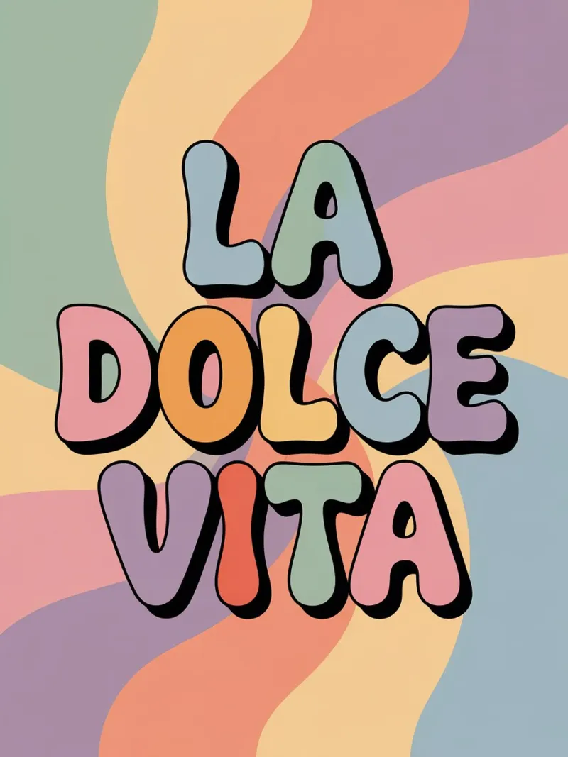 La Dolce Vita | Psychedelic Retro Wall Art pellicola backlit da logic