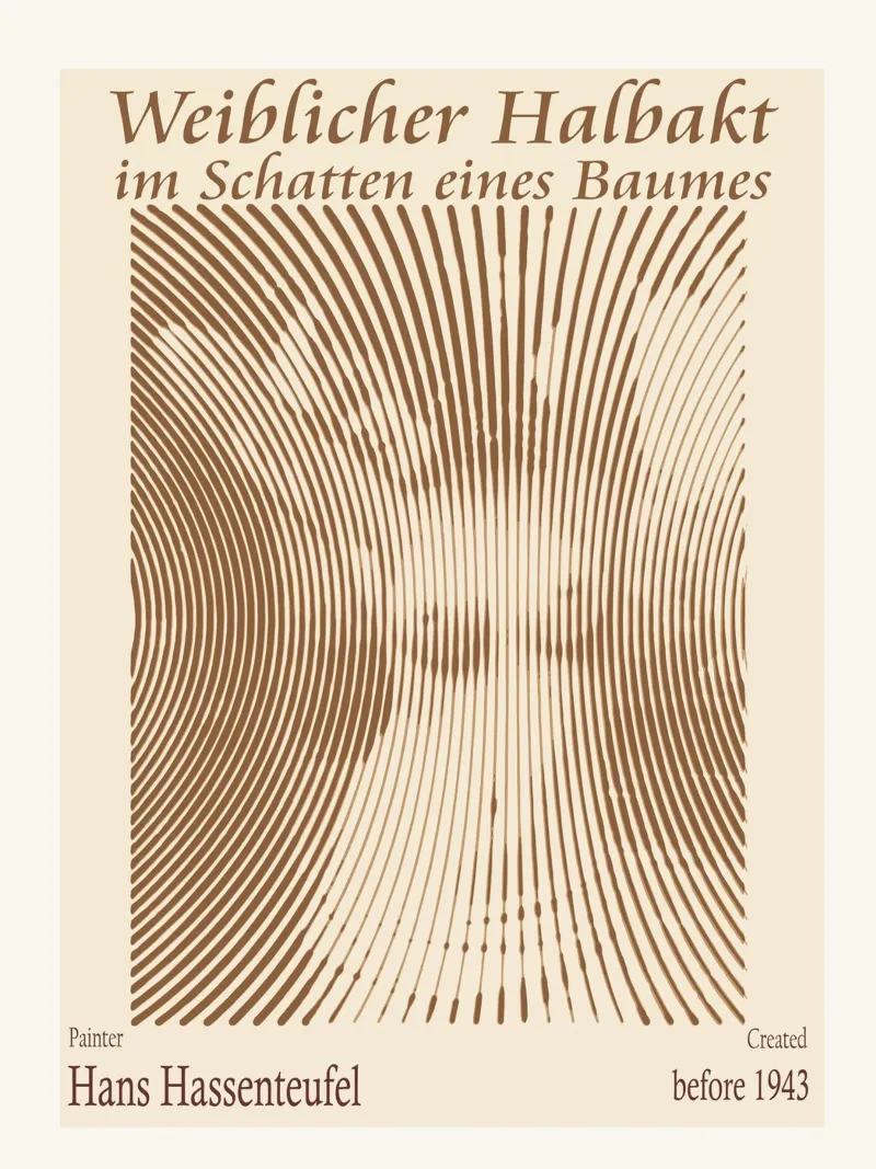 Donna seminuda all'ombra di un albero - Hans poster con telaio in alluminio da Doa Project