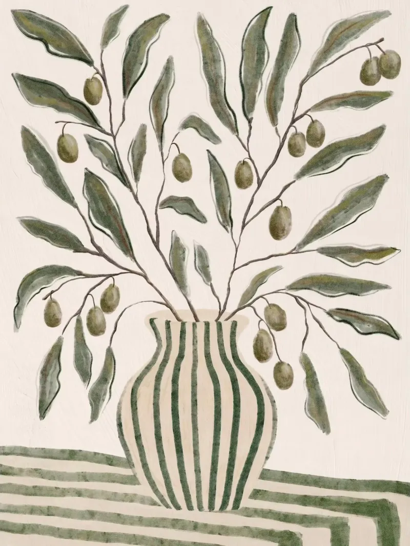 Branches d'olivier dans un vase hahnemühle de Lonnieprints