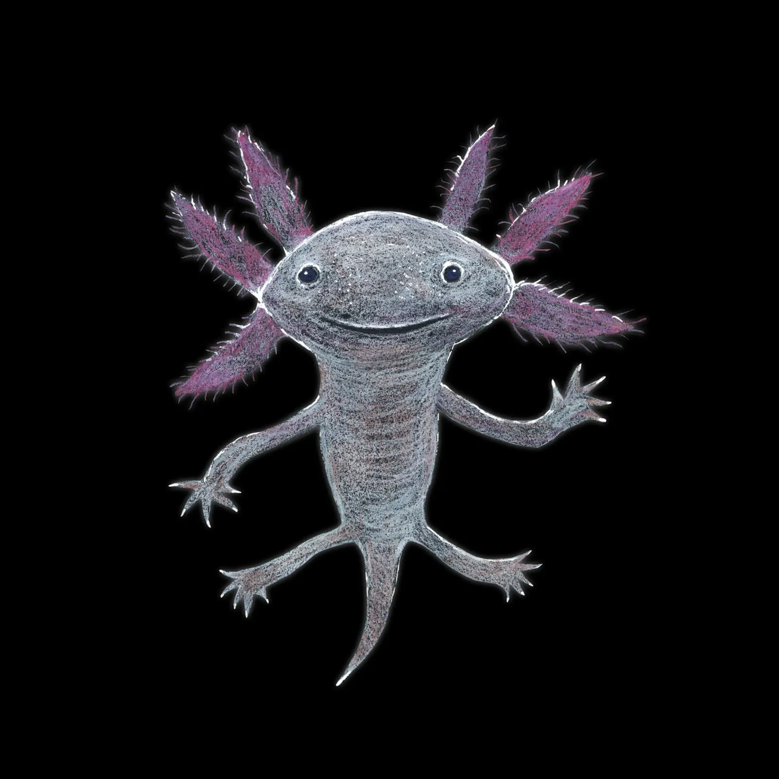 Disegno a matita colorata di un simpatico axolotl pellicola backlit da BwiseLizzy