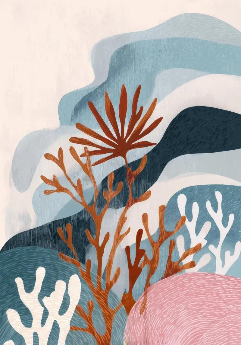 Abstract Coral Reef in Teal & Terracotta pellicola backlit da Luca