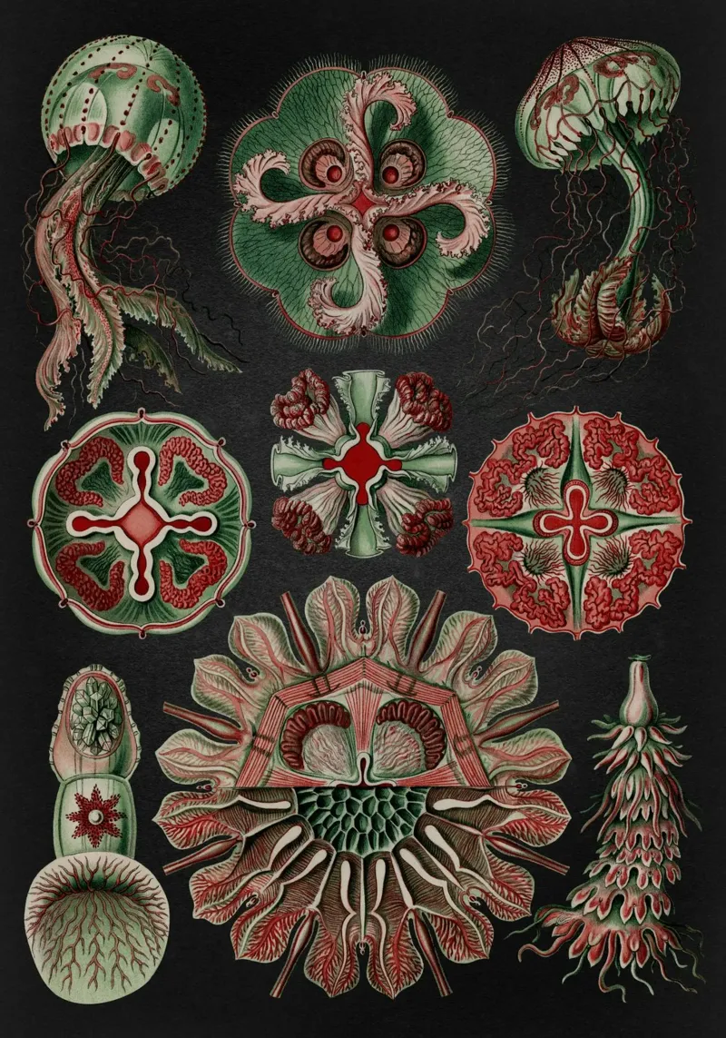 Vintage Haeckel 19 Tafel 98 Scheibenquallen hahnemühle by Vintage Print Collection