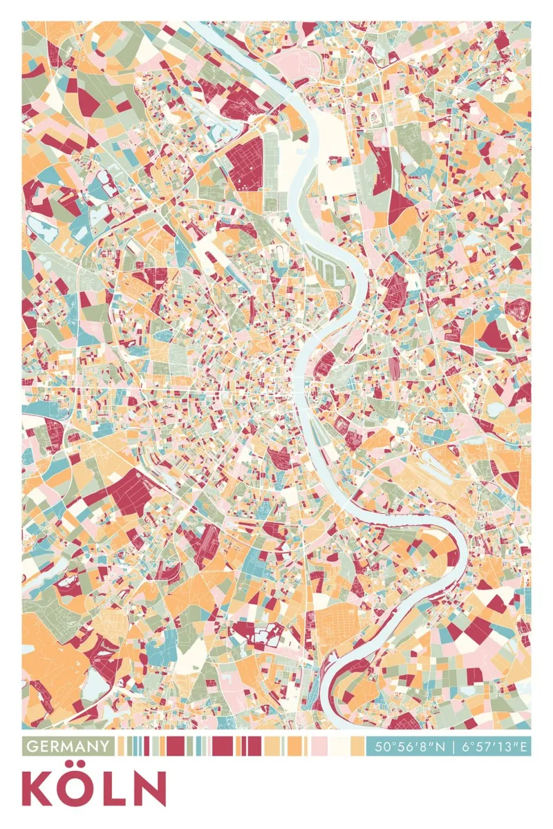 Città Colonia carta hahnemühle da CityMapPoster