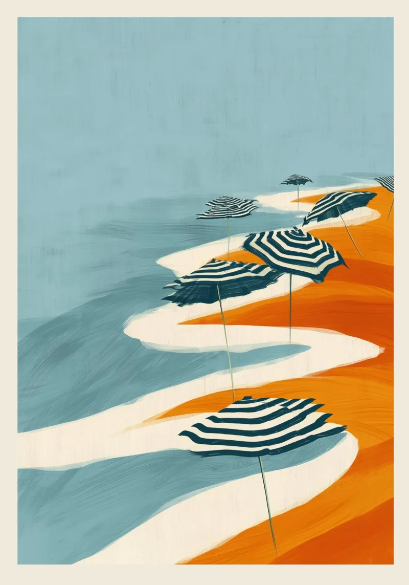 Striped Umbrellas by the Shore plexiglass da Luca