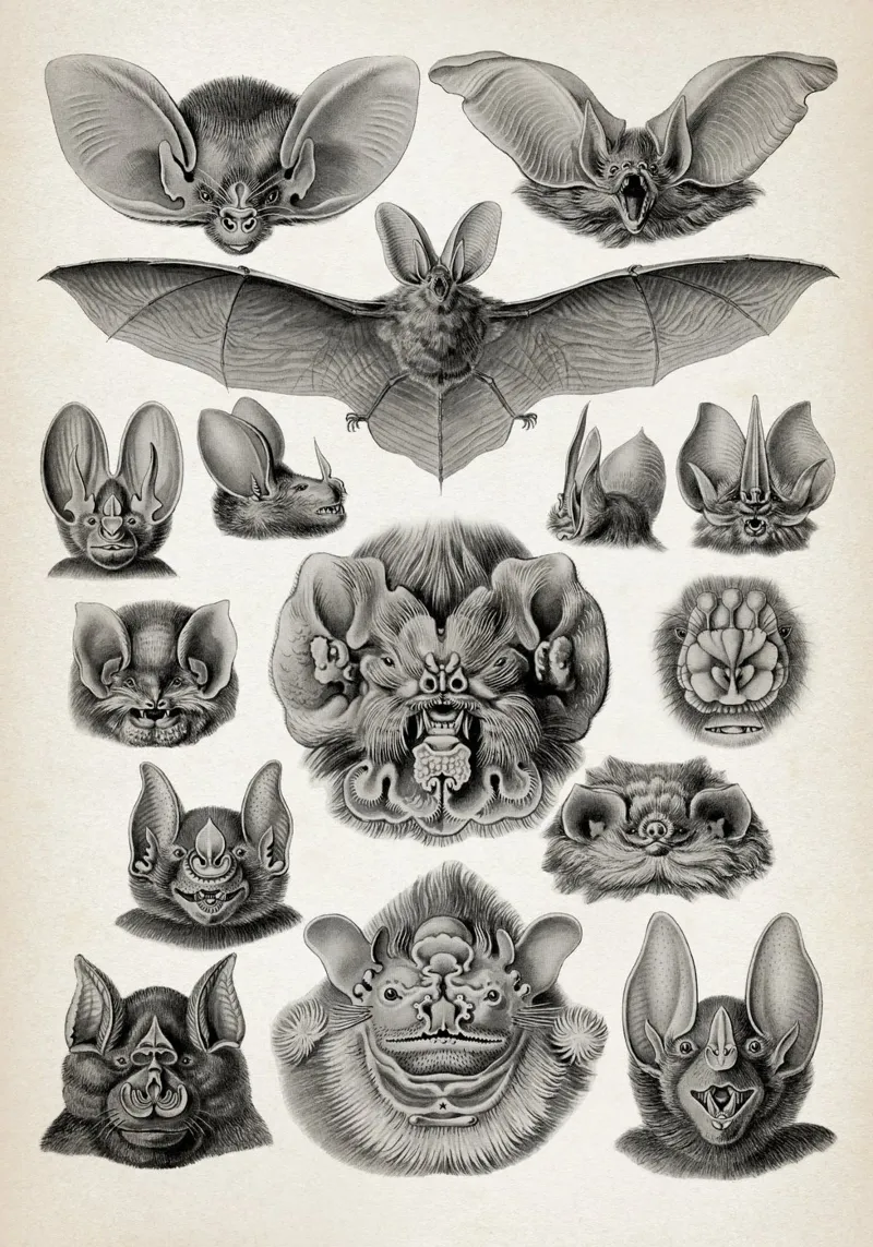 Vintage Haeckel 20 Tafel 67 Fledertiere hahnemühle by Vintage Print Collection