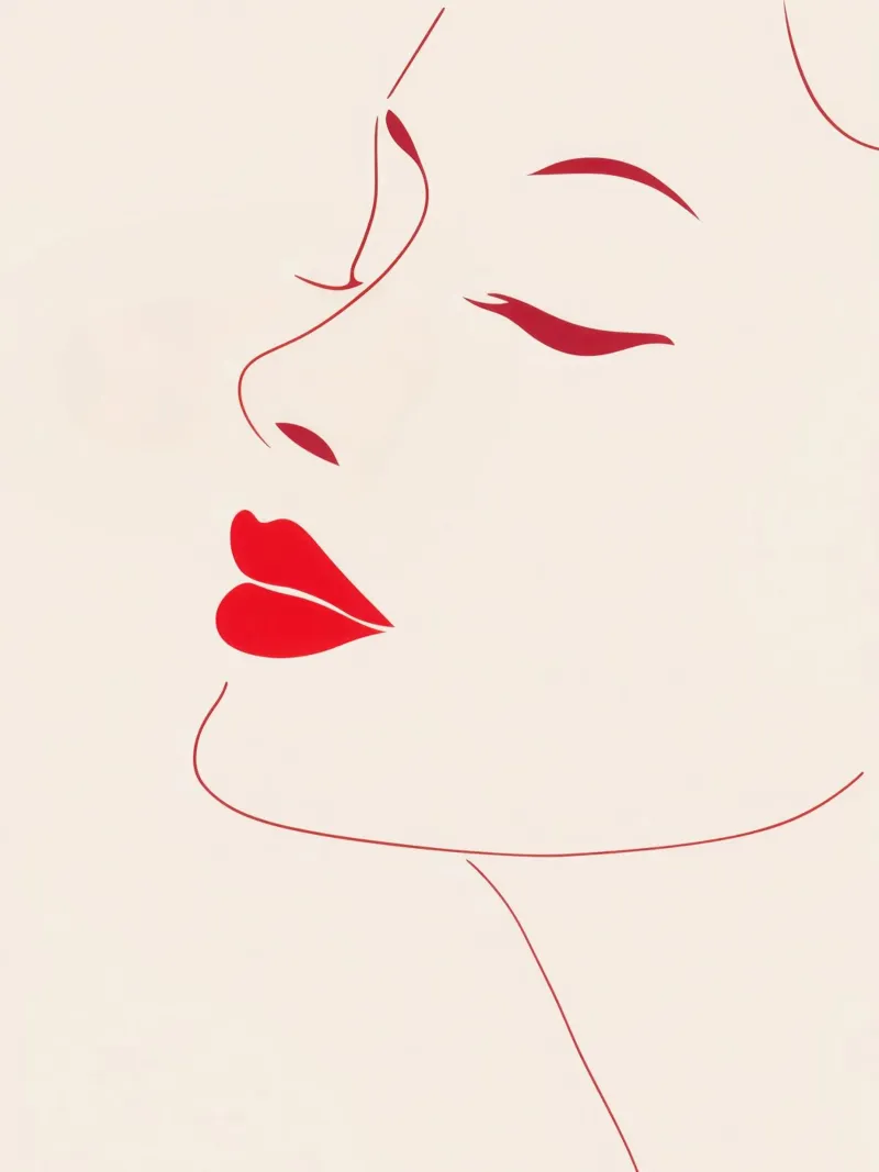 Profilo femminile minimalista con labbra rosse pellicola backlit da Autofocus