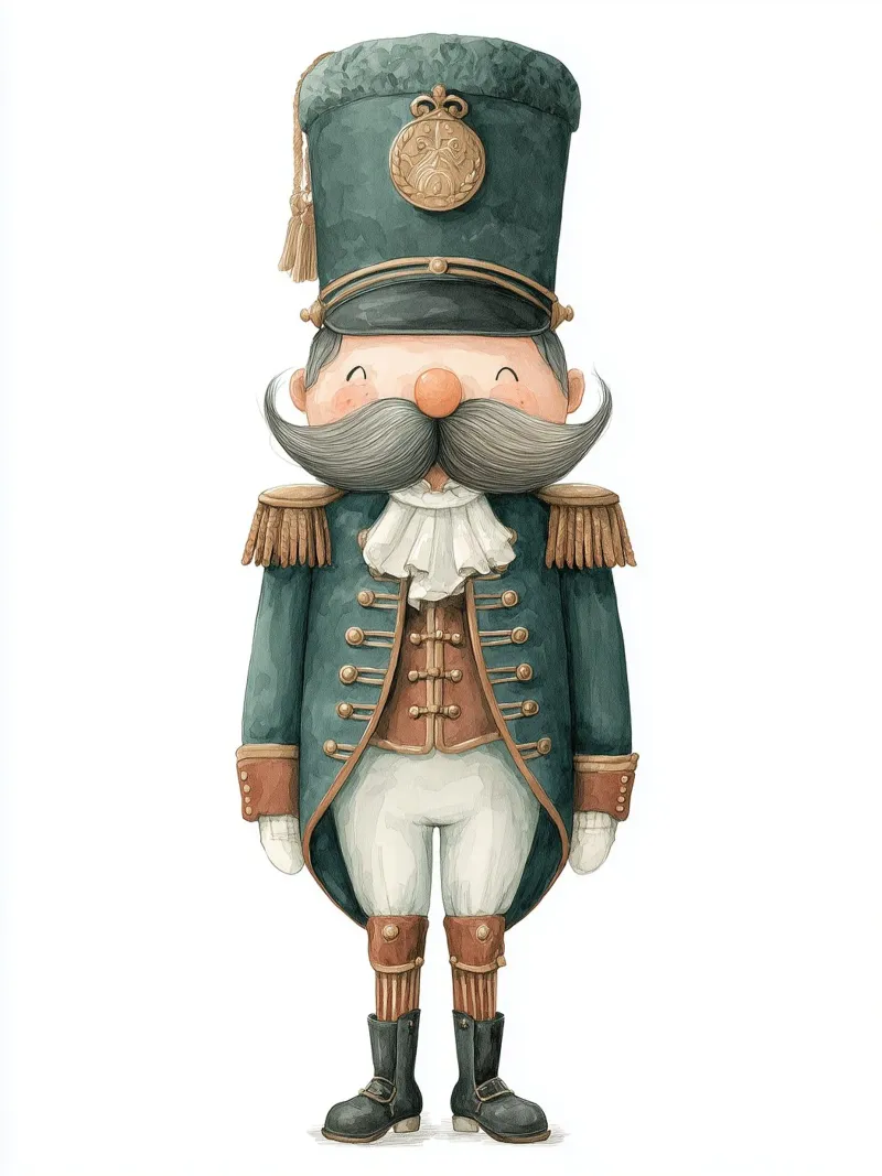 Poster per la cameretta di un bambino, soldato baffuto in uniforme verde alluminio dibond da Kid’s Dream