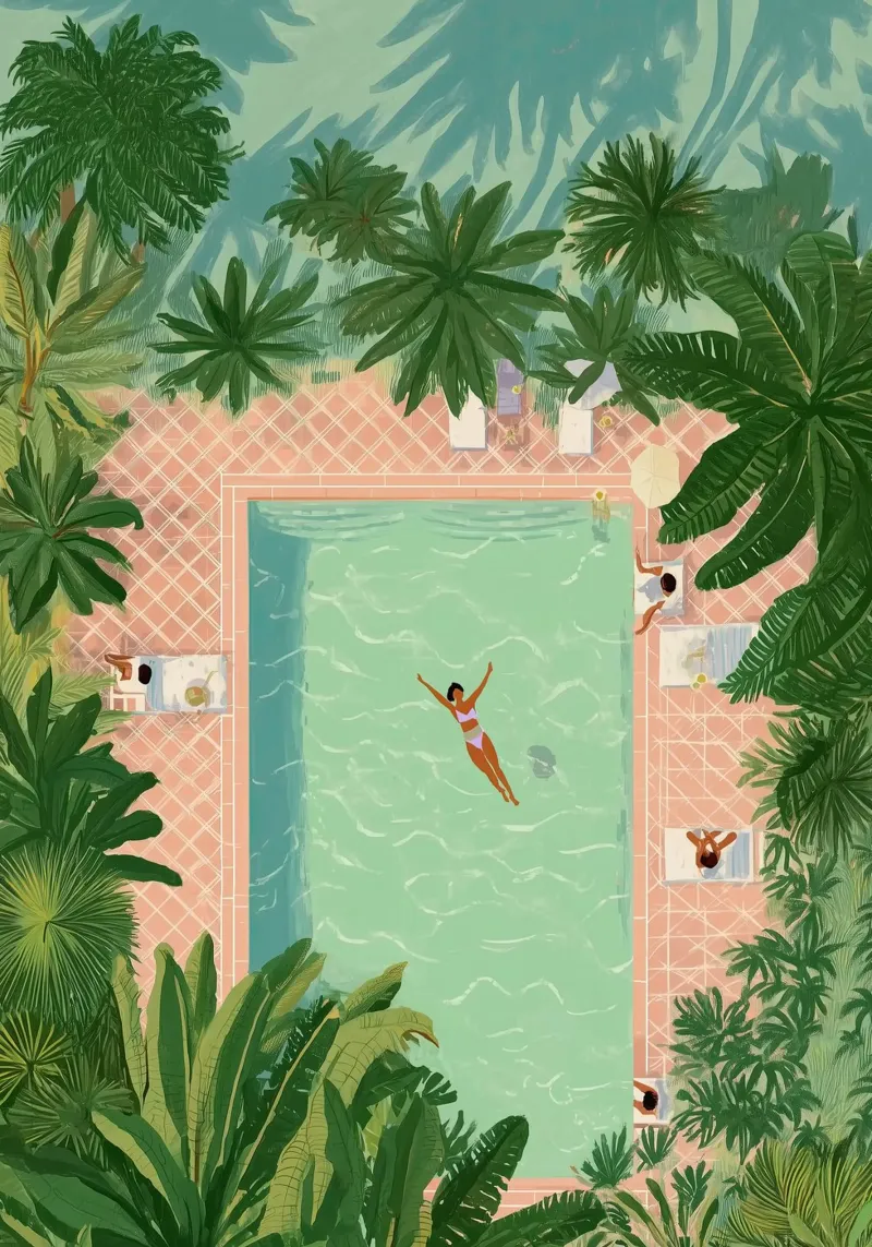 Floating Between Palms and Tiles alluminio dibond da Clara August