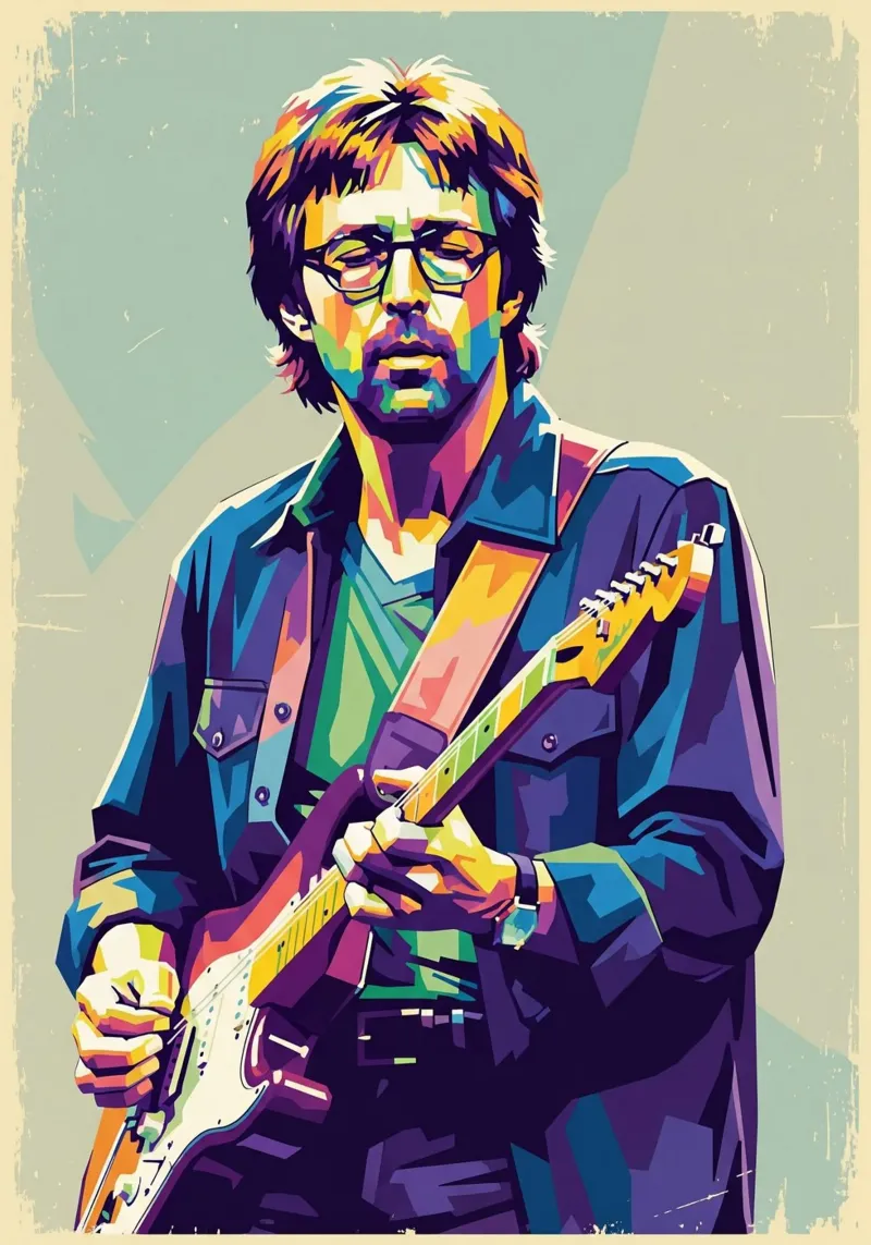 Erick Clapton pop art alluminio dibond da Hantamrata