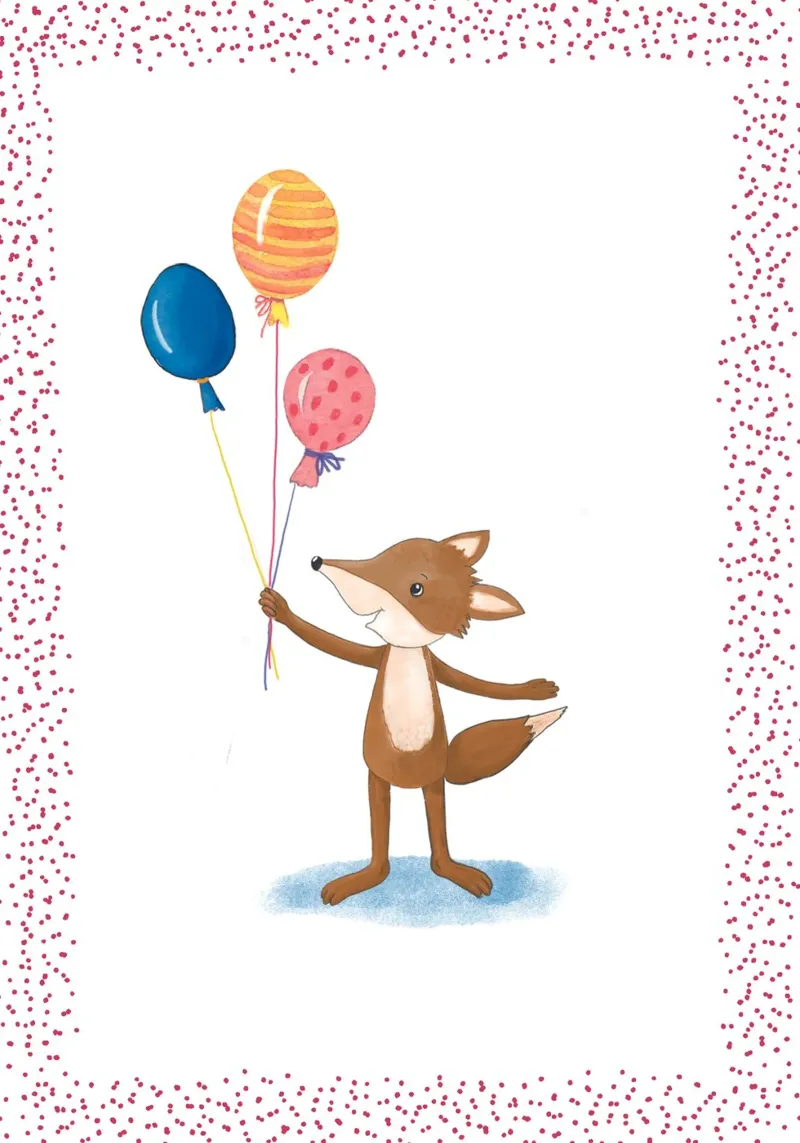 piccola volpe con palloncini carta hahnemühle da Farbwelten