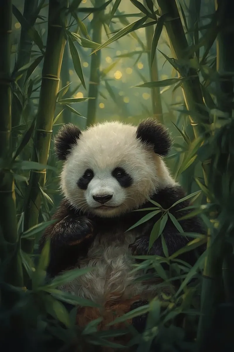 Panda géant dans une forêt de bambous hahnemühle de DesignDoodle