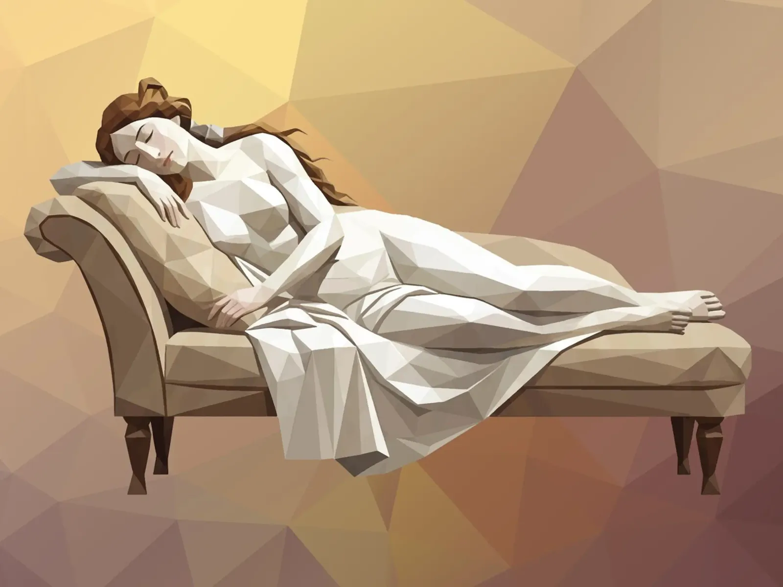 Venere che dorme sul divano Lowpoly alluminio dibond da Low Profile