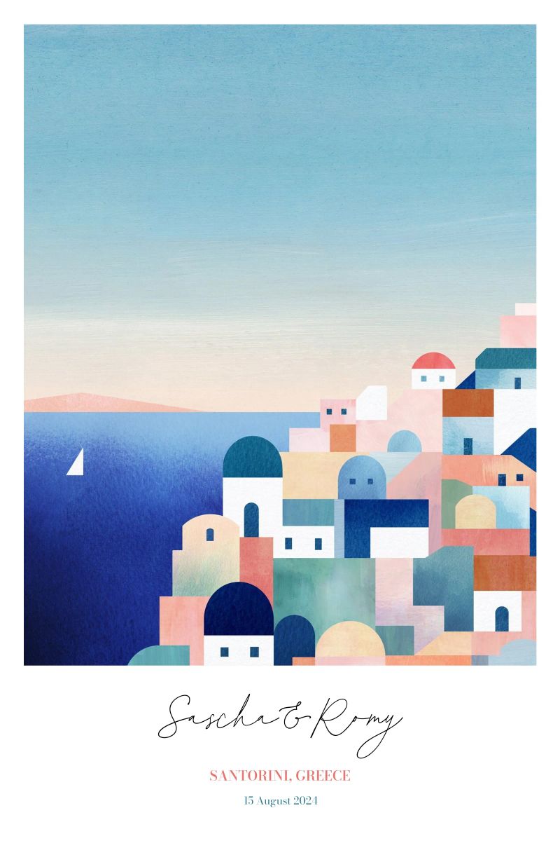 Santorini Persoonlijke Reisafdruk canvas van Henry Rivers