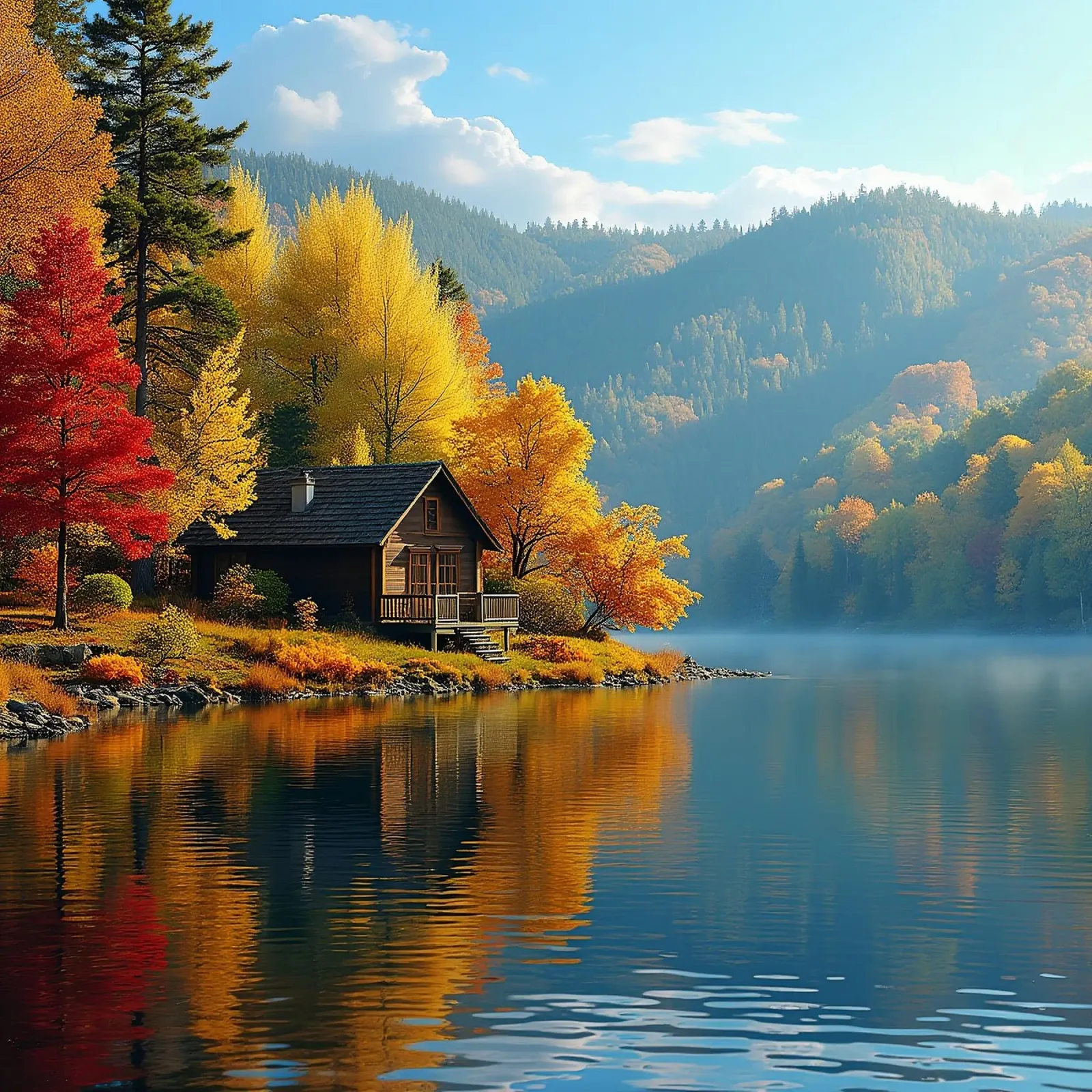 Casa sul lago_autunno_2 pellicola backlit da Fantasie & Mystikwelten by LK