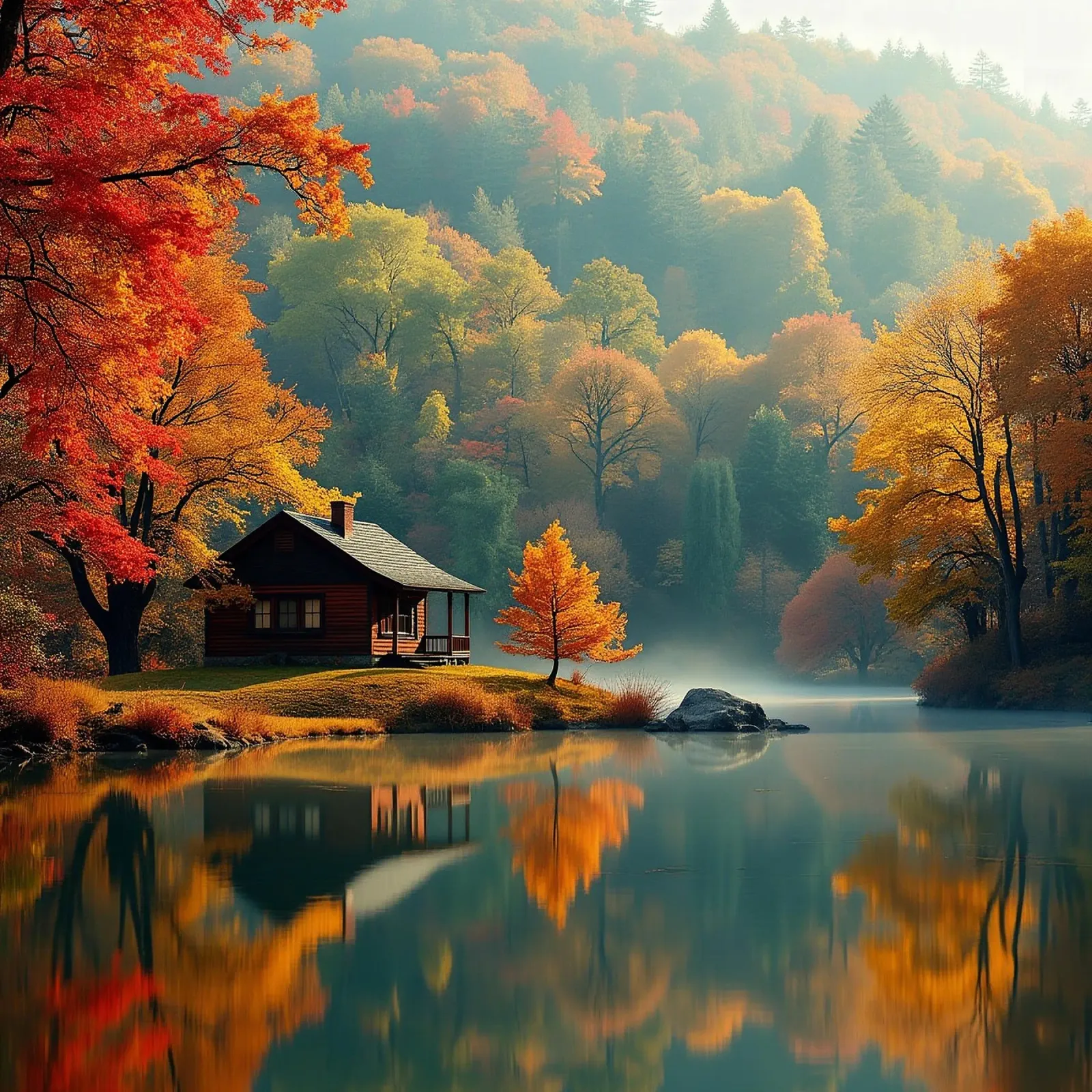 Casa sul lago_autunno_4 pellicola backlit da Fantasie & Mystikwelten by LK