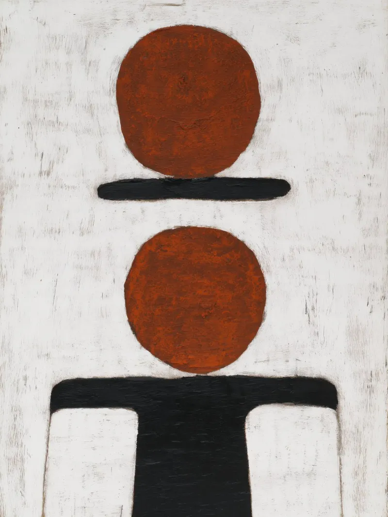 Tweelingcirkels - Minimalistisch abstract schilderij canvas van Aralyn