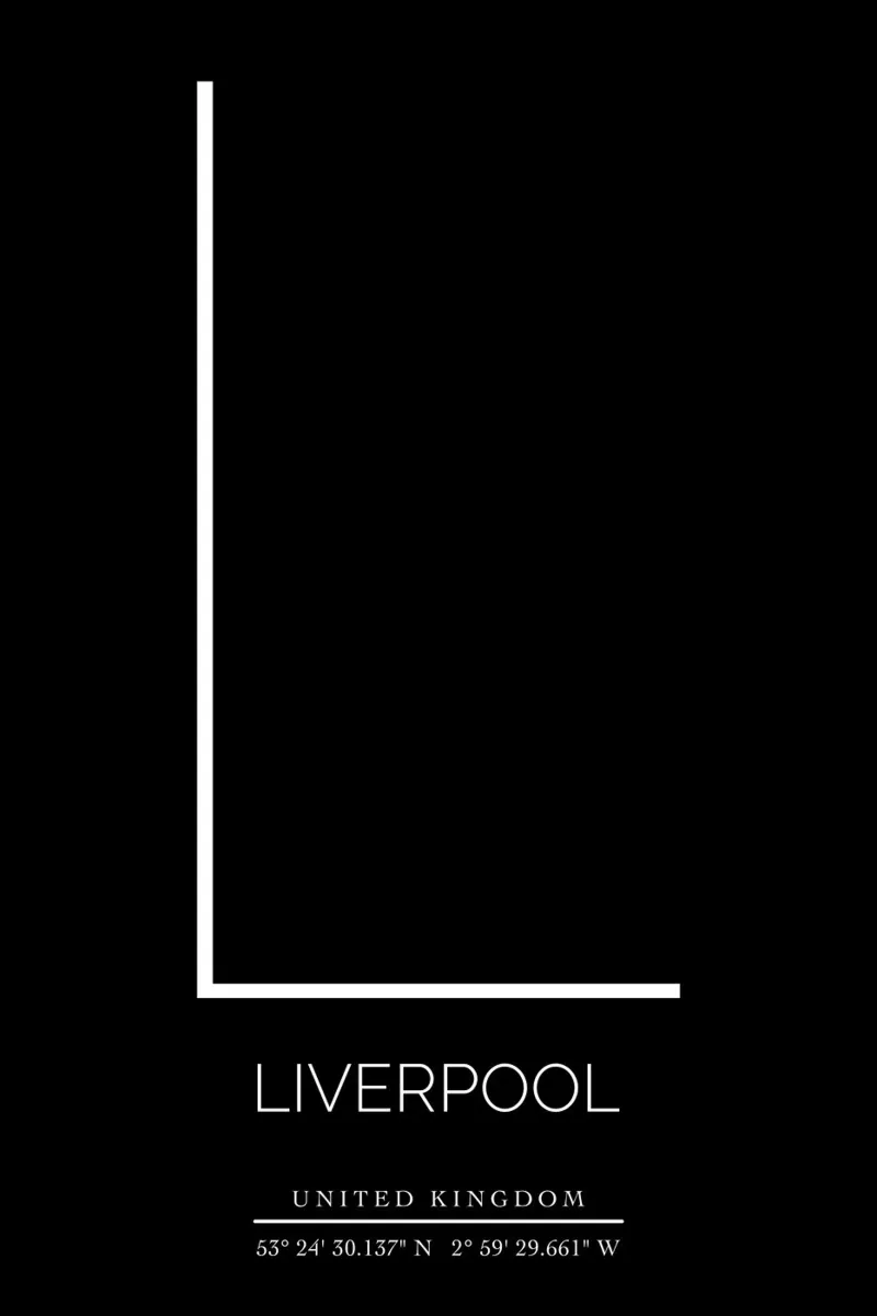 LIVERPOOL - black poster with aluminum frame by CityLights