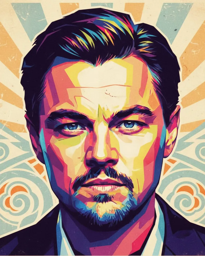 Leonardo Dicaprio pop art portrait pellicola backlit da Hantamrata