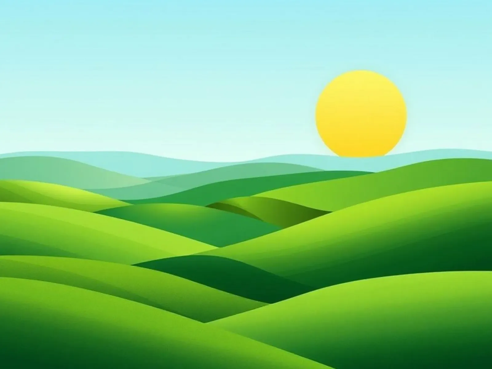Colline verdi e sole splendente alluminio dibond da Artistic-shop