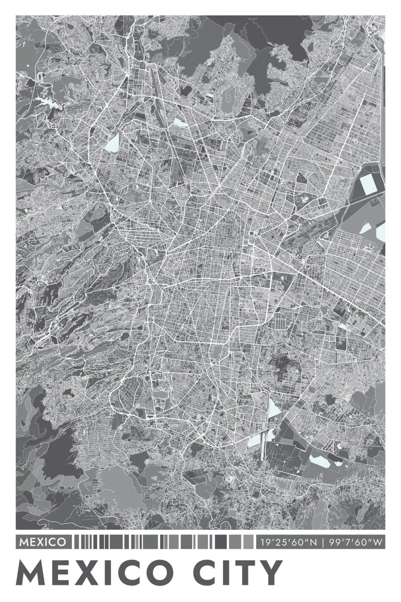Murale di Città del Messico carta hahnemühle da CityMapPoster