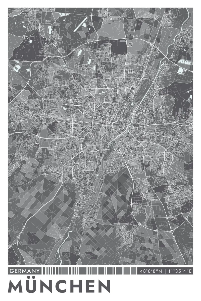 Murale di Monaco di Baviera carta hahnemühle da CityMapPoster