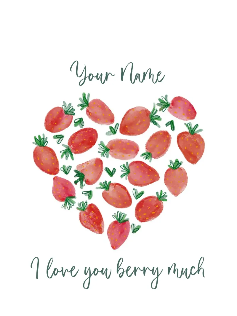 Personalisierbar "Ti amo tanto" - Erdbeeren & Herz carta hahnemühle da ms.Hey! textildesign