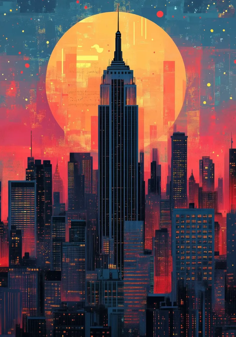 Acquerello di New York pellicola backlit da Justyna Jaszke JBJart