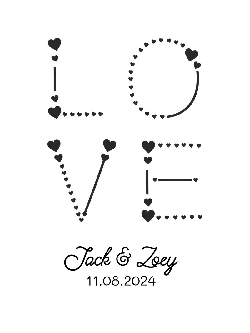 Gepersonaliseerde aangepaste liefde bruiloft en jubileum canvas van Shark Printables