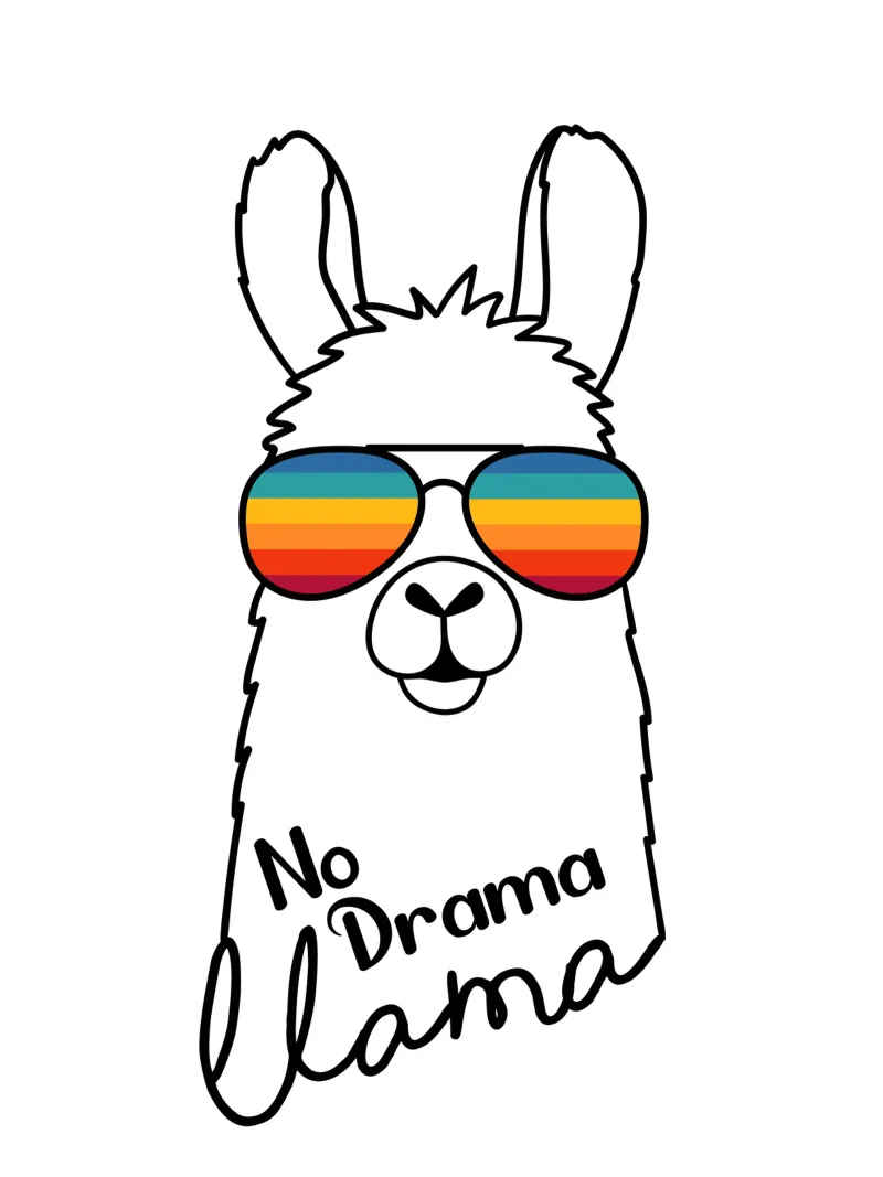 Simpatico disegno di lama che indossa occhiali da sole poster con telaio in alluminio da BadrBrand