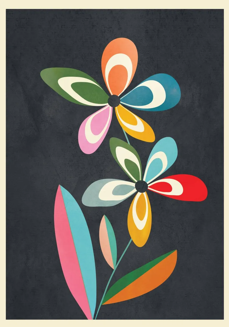 Mid-Century Abstract Flowers 01 pellicola backlit da cityart