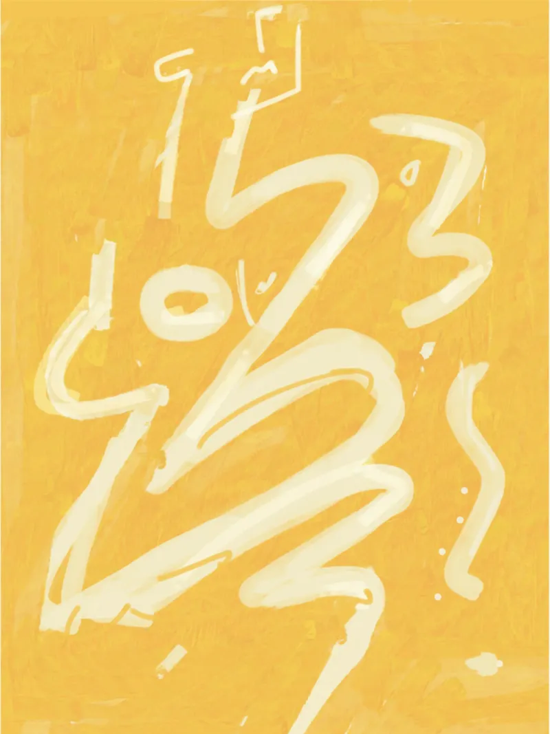 Abstrait jaune peint 02 hahnemühle de Little Dean
