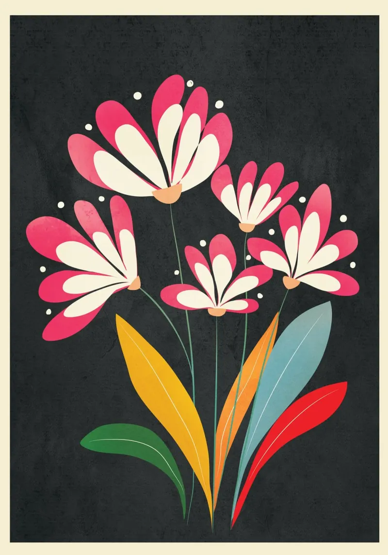Mid-Century Abstract Flowers 03 pellicola backlit da cityart