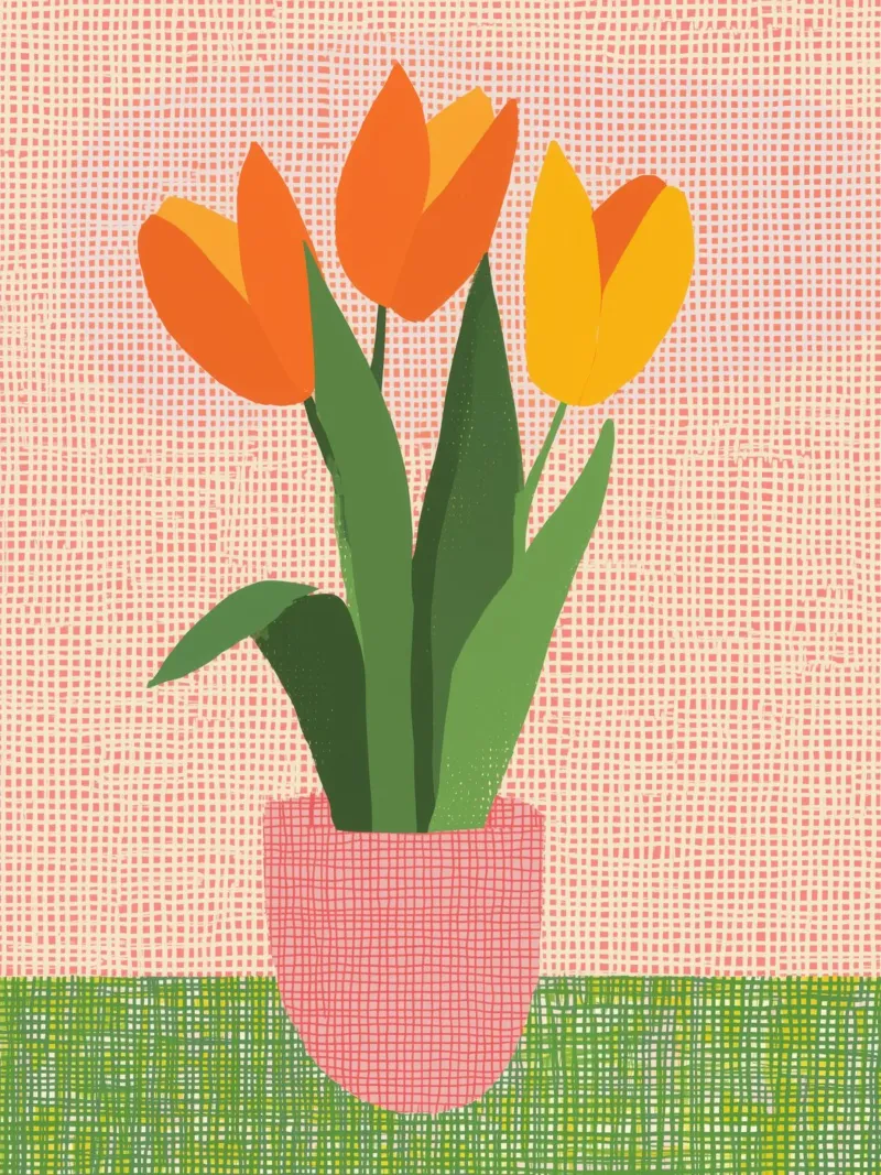Nostalgic tulip art | Year-round spring greetings canvas by Autofocus