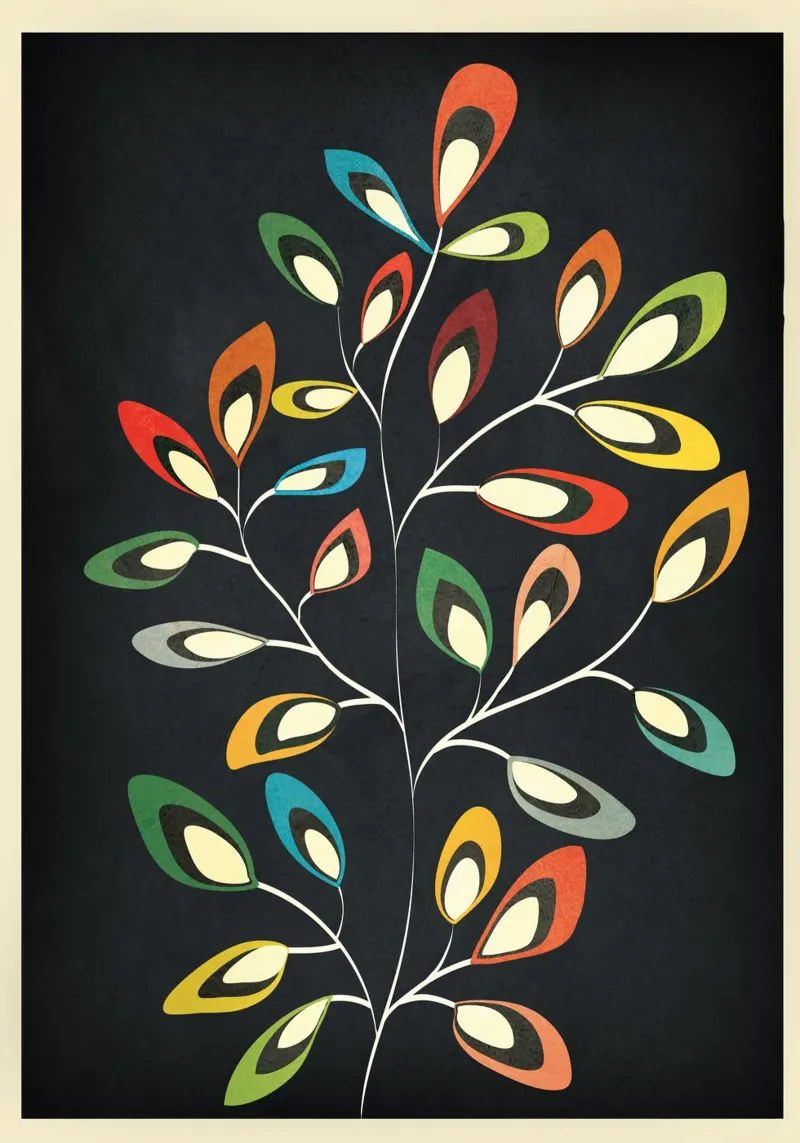 Mid-Century Abstract Flowers 05 carta hahnemühle da cityart