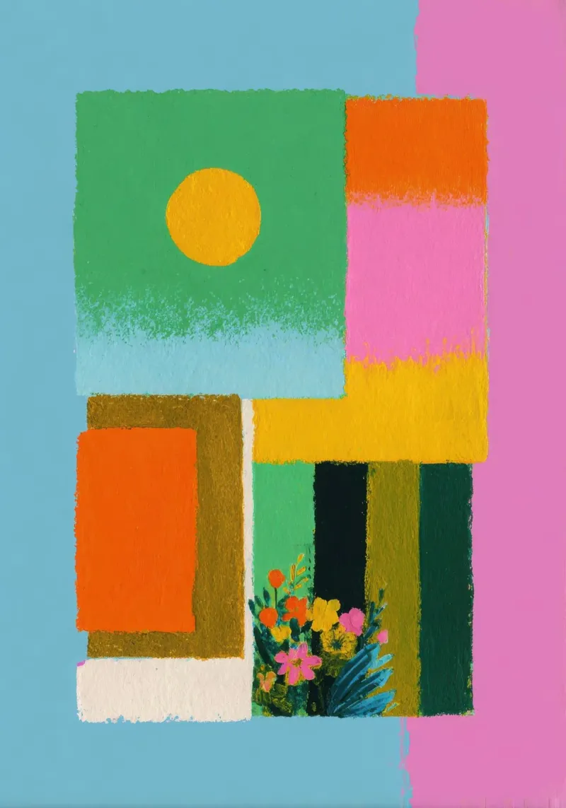 Fiori in vetrina con i colori di Matisse plexiglass da Nikis Art Studio