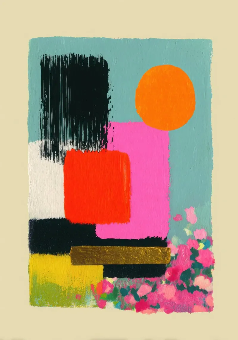 Composizione astratta in rosa e arancione plexiglass da Nikis Art Studio