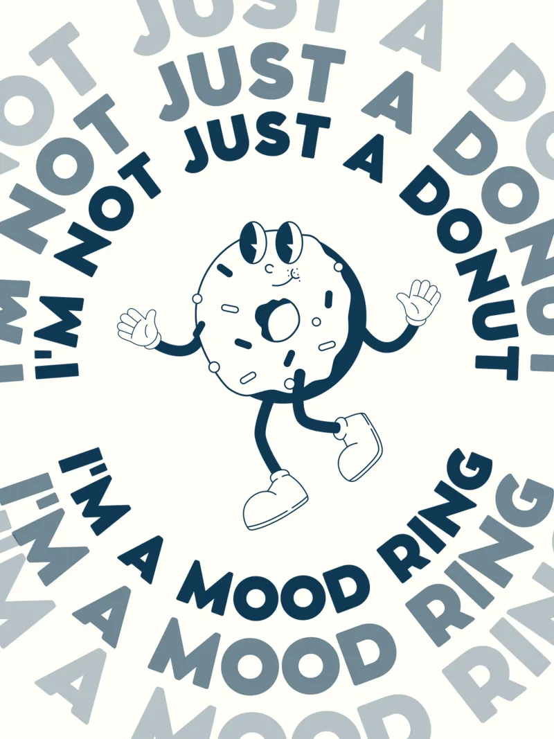 Retro Comic Charakter I'm Not Just A Donut Blau Weiß Hahnemühle von Studio Frances M